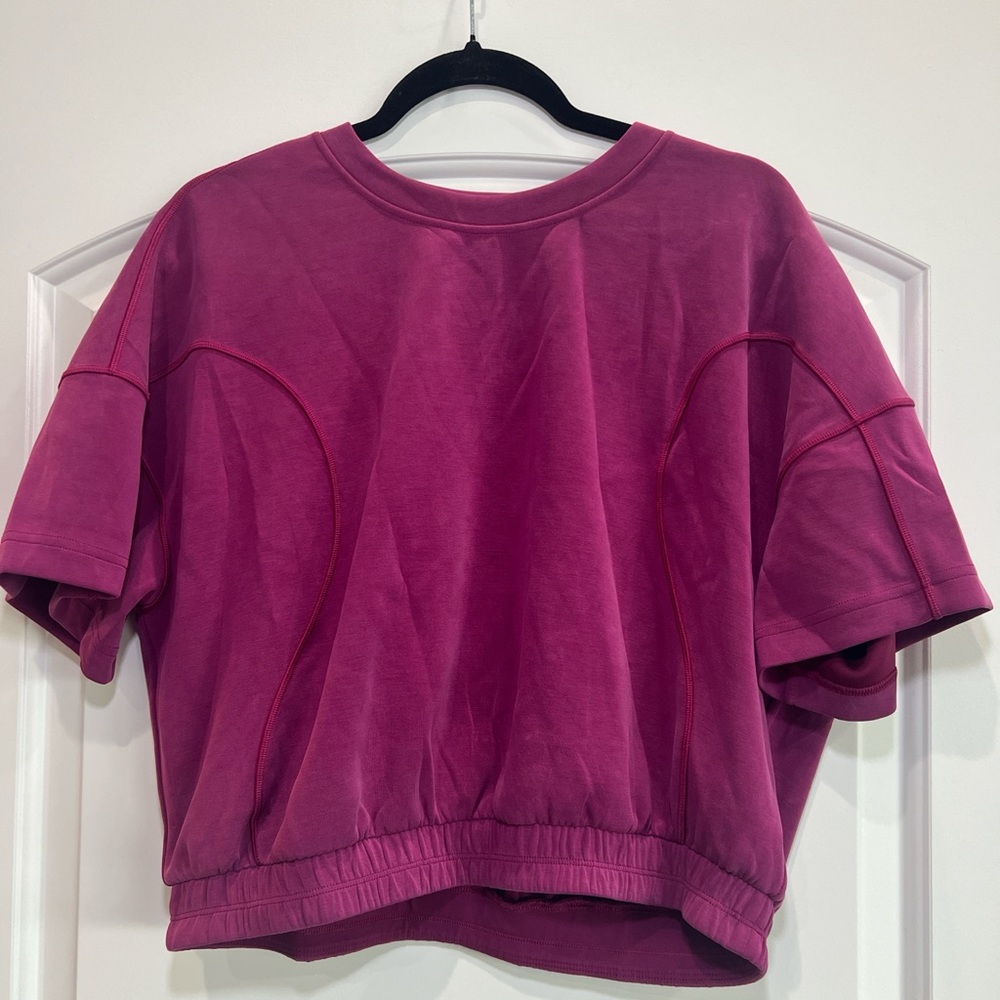 Lululemon Athletica Pink Crop Top Short Sleeve Boxy Fit